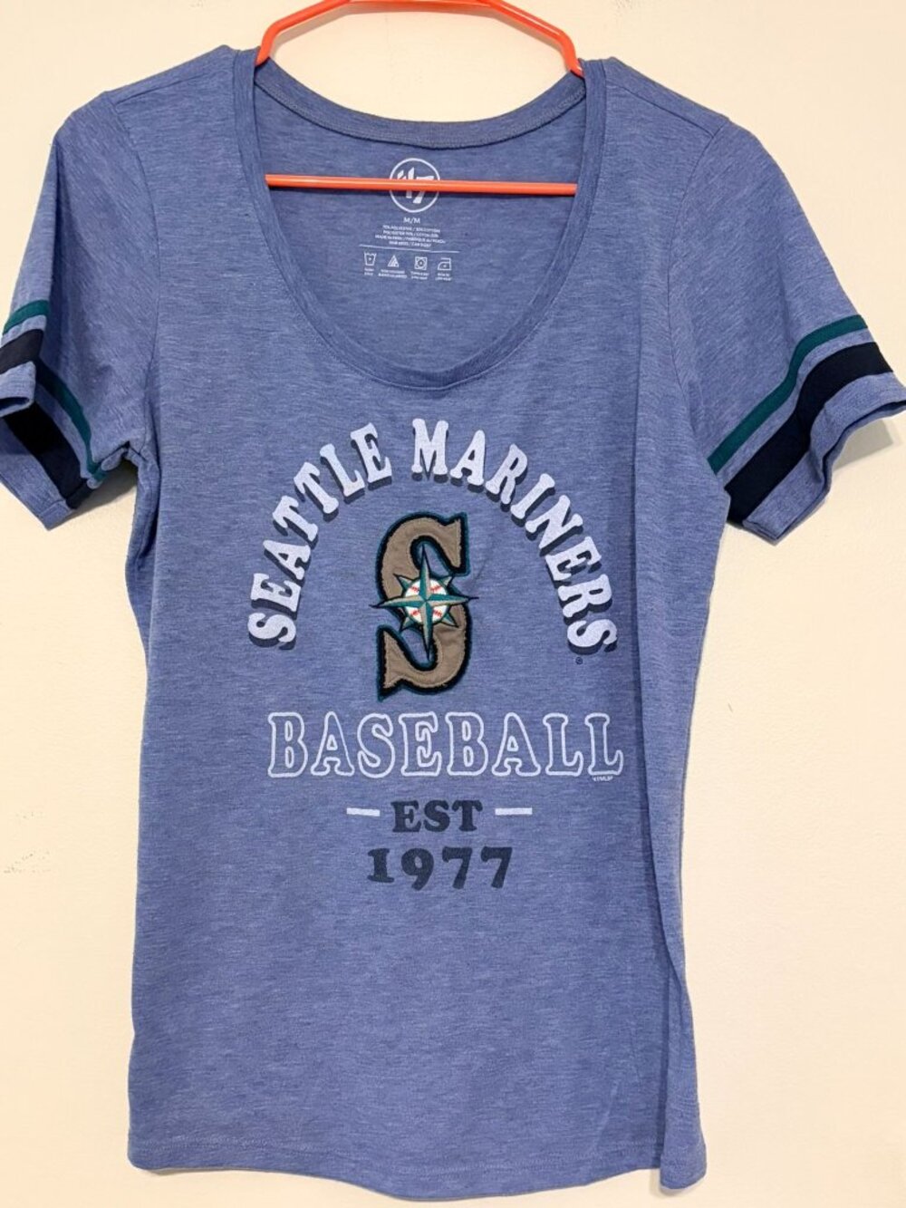 Women's Royal Blue 47 Brand Seattle Mariners Round Neck T-Shirt Size Medium